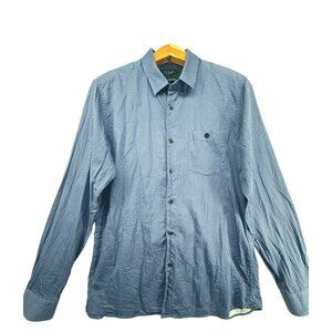 Ted Baker London Mens Button Shirt Sz 4 / L Blue Polka Dot Flip Cuff BizCasual